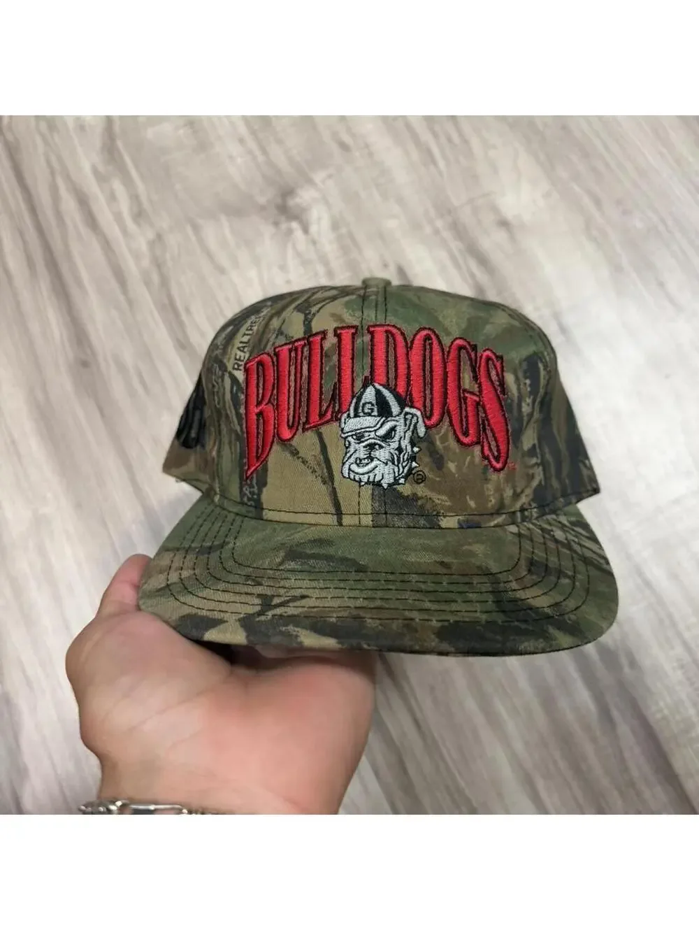 Vintage Georgia Bulldogs Camo Snapback Hat Outdoor Cap SEC
